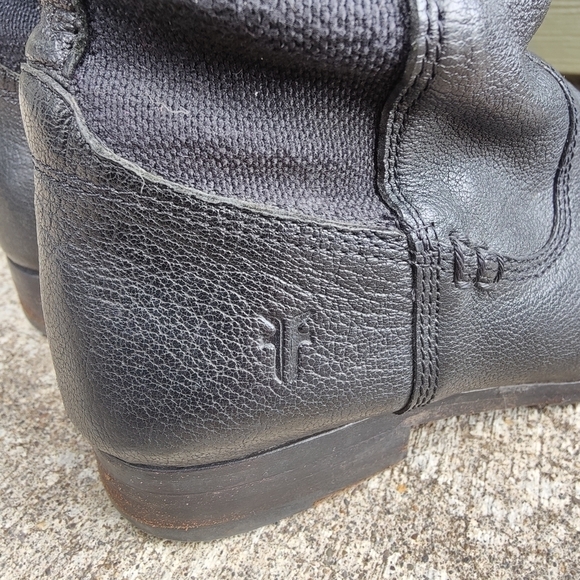 Frye Molly Gore Black Leather Riding Tall Boots Stretch Panel Women's Size 7.5 B - Picture 6 of 12